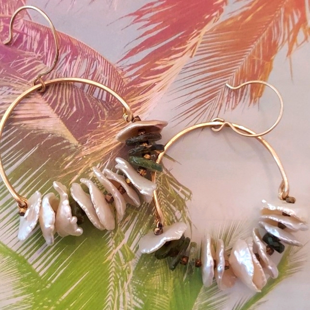 Artisan Seashell Hoop Earrings